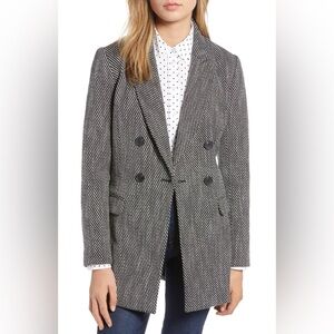 1901 Tweed Blazer Womens Size 6 Petite Herringbone Double Breasted Nordstrom